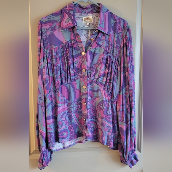 Nine Lives Bazaar - Edie Blouse in Berry Bang, size AU10 - Picture 8 of 14